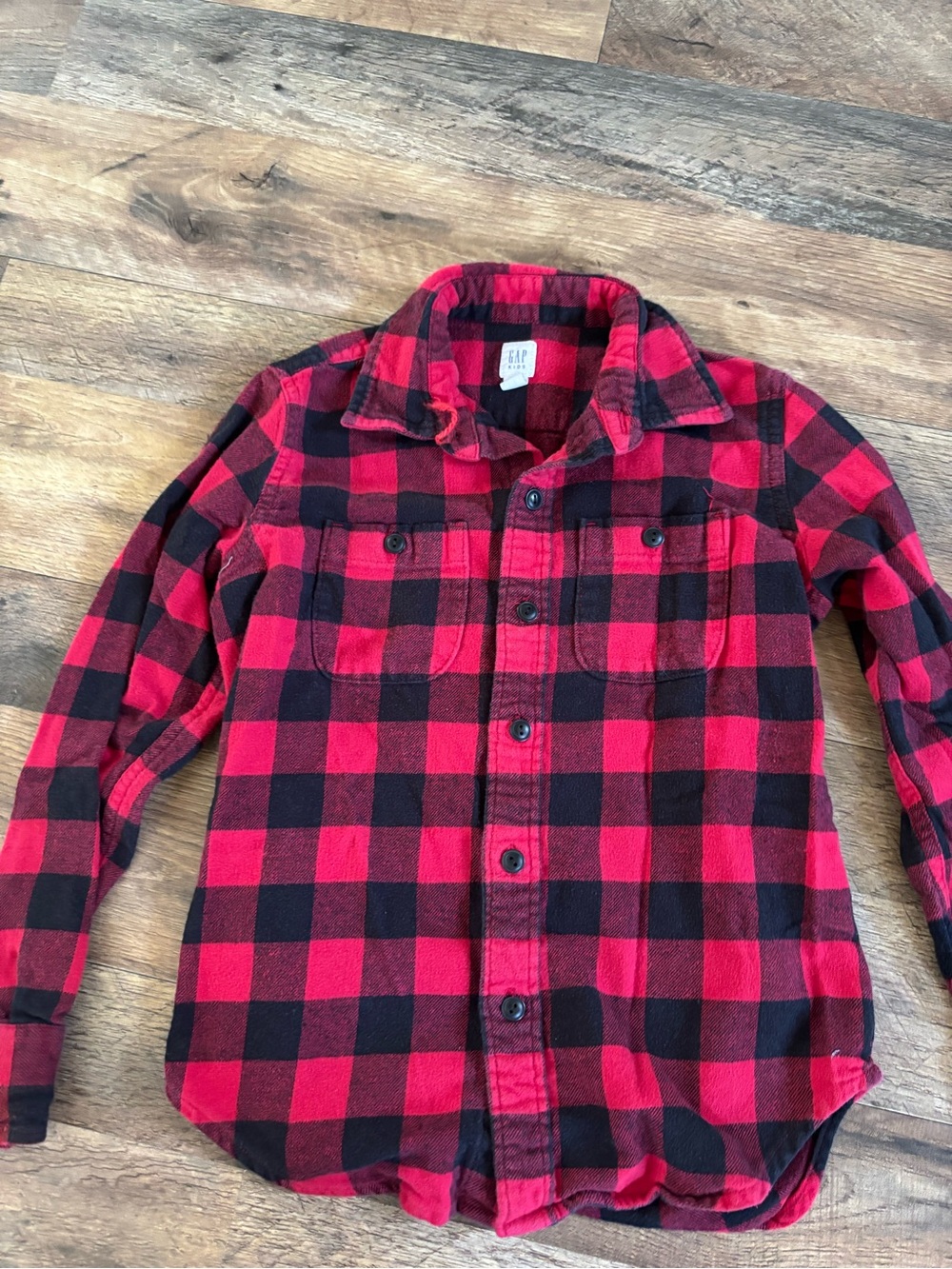 GAP Red and Black Buffalo Plaid Button-Down Shirt